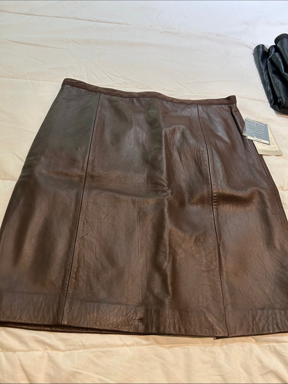 Jaclyn Smith Vintage brown Leather Pencil Straight Skirt Size12 Zip up NEW retro